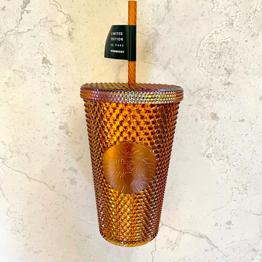 Starbucks 50th anniversary Limited edition 2020 tumbler NWT iridescent gold stud - Picture 8 of 16
